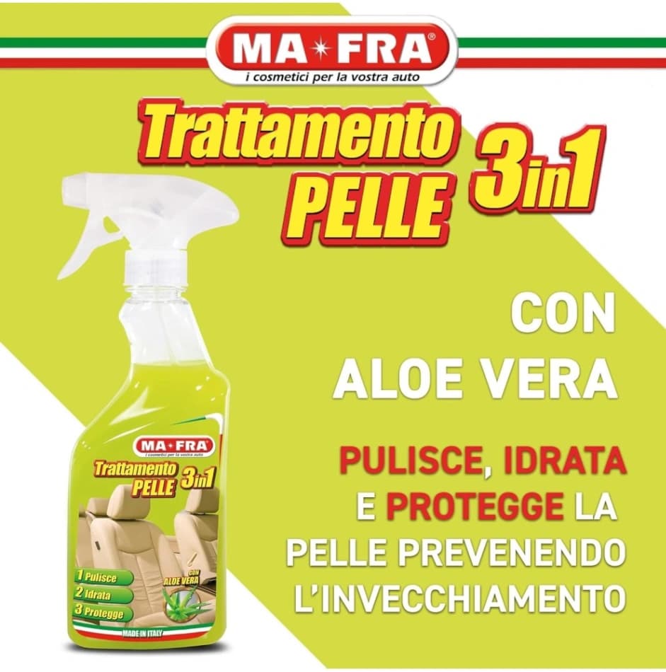 Trattamento per la pulizia e Cura della tappezzeria in PELLE dell'auto MAFRA 1